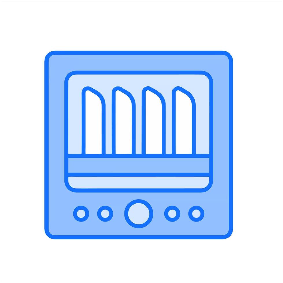 A blue icon of a stove with four burners vector