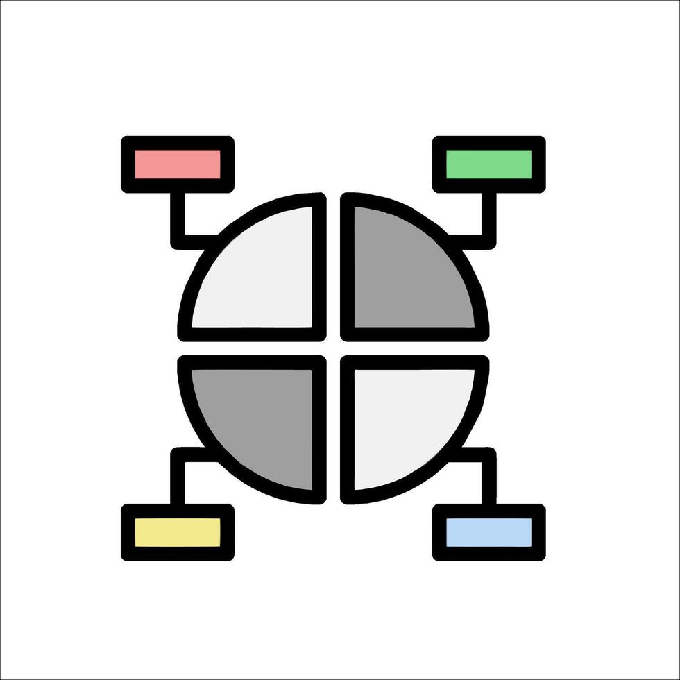 un plano icono de un computadora con cuatro diferente de colores cuadrícula vector