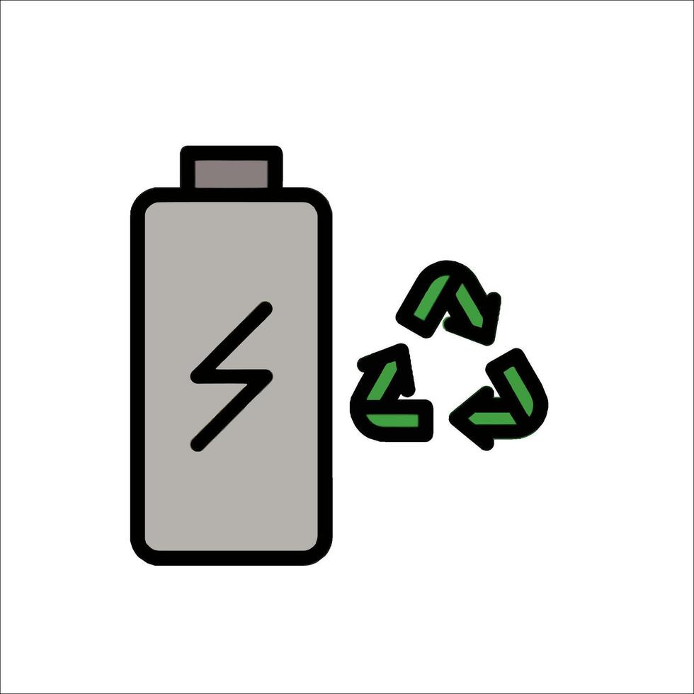 A battery and a recycling symbol vector