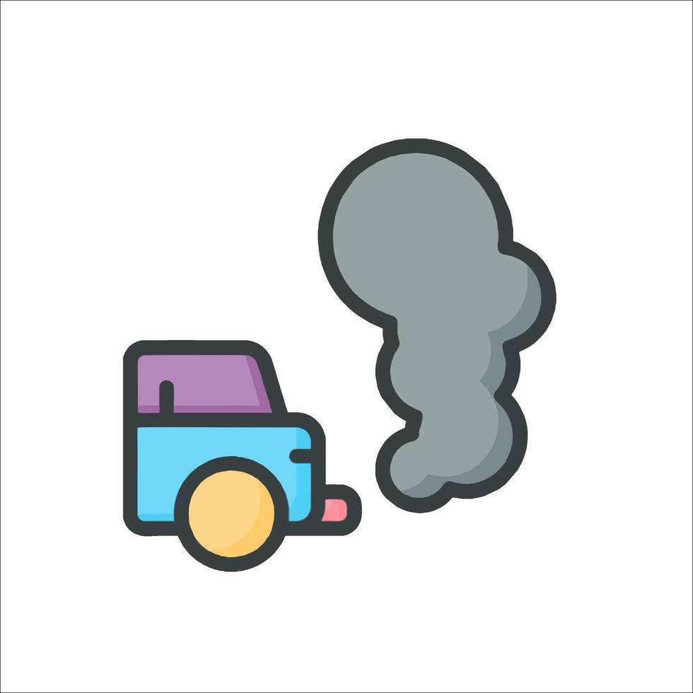 A cartoon car with smoke coming out of the hood vector