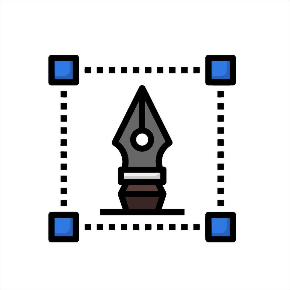 A pen and a square with a blue square in the middle vector