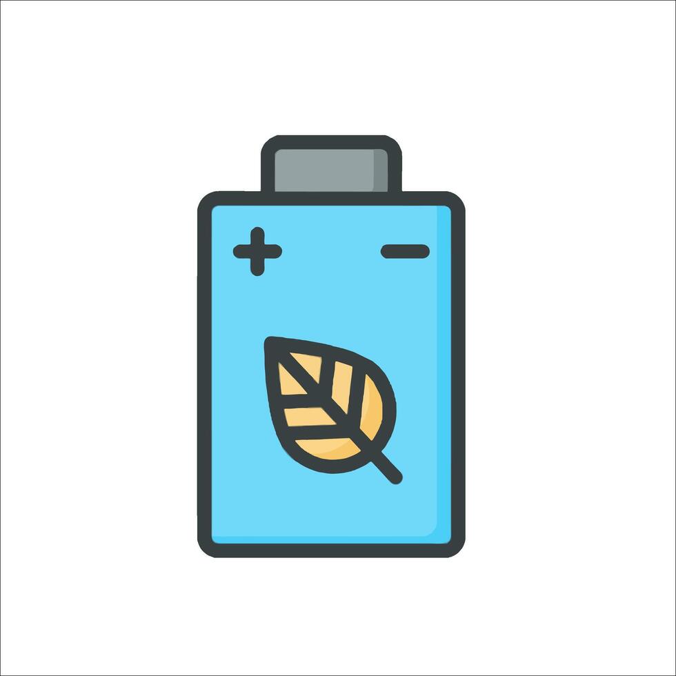 Battery icon with leaf on top vector