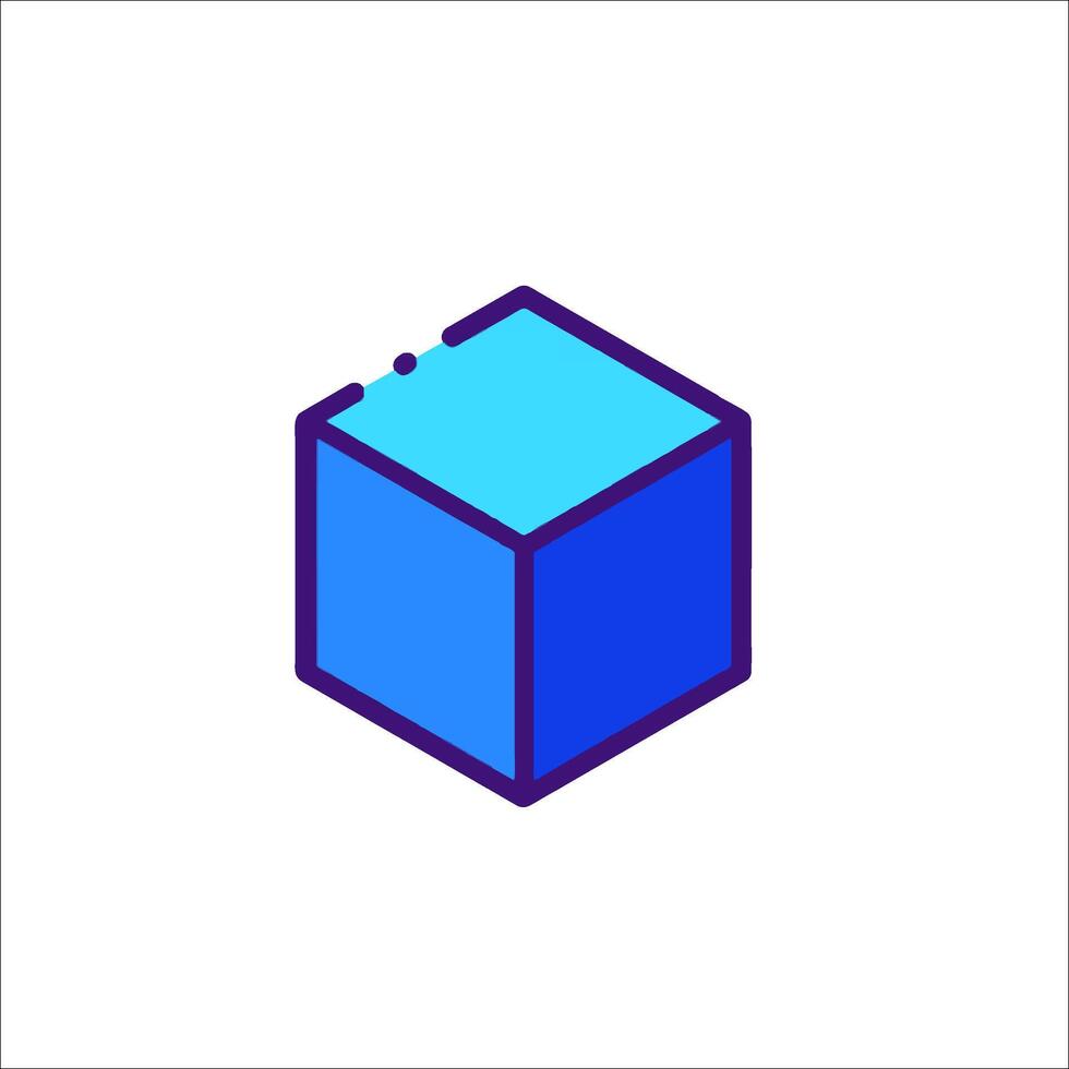 A blue cube with a white background vector