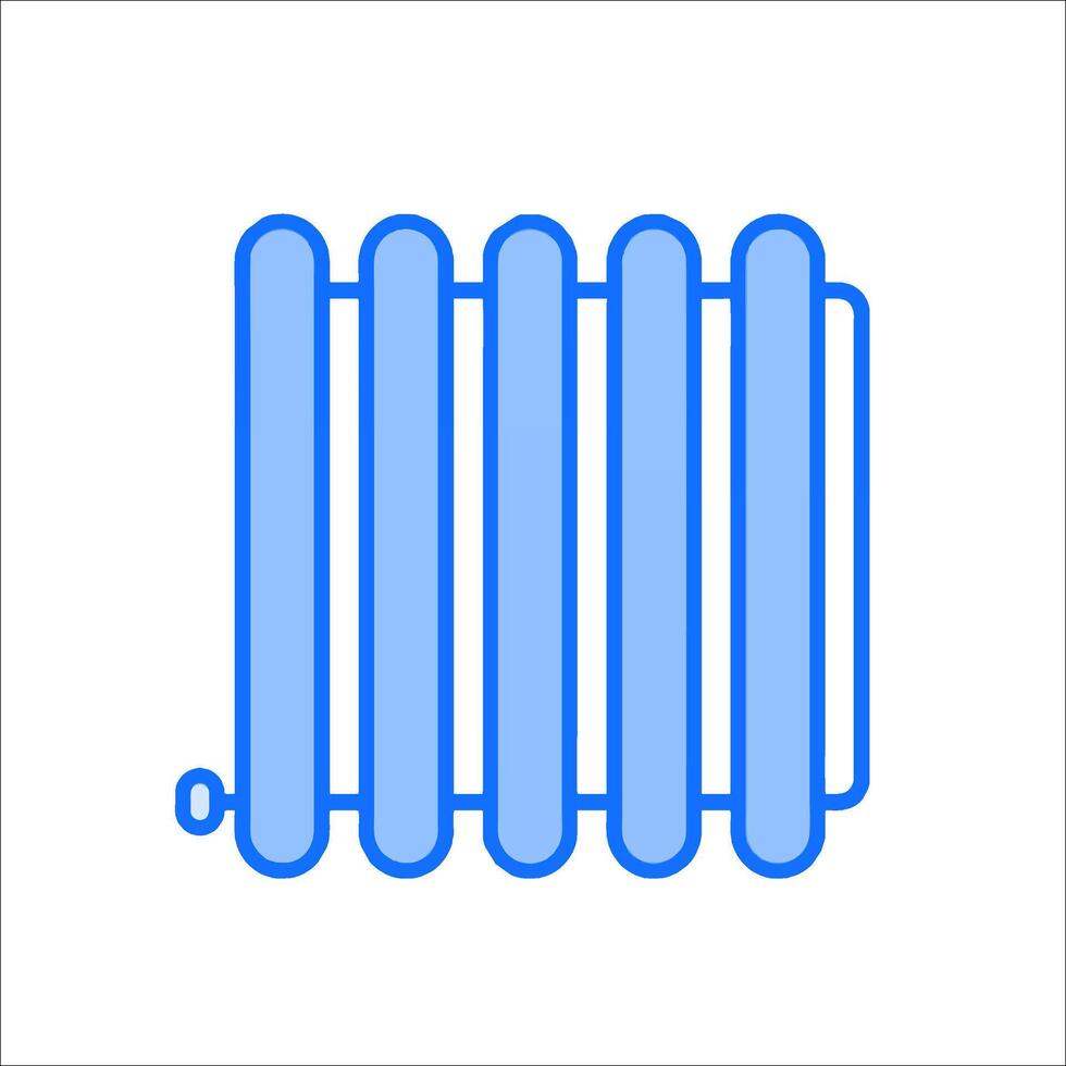 A blue line drawing of a radiator vector