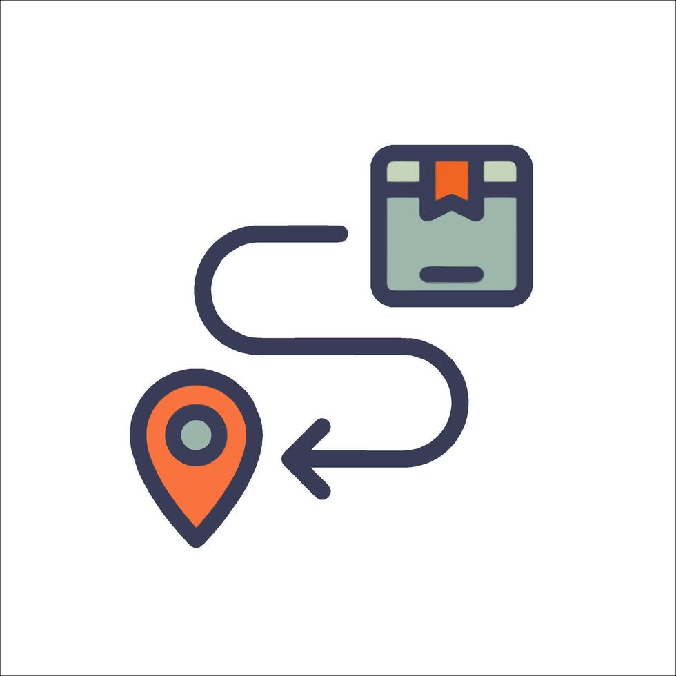A map with a box and a pin pointing to it vector
