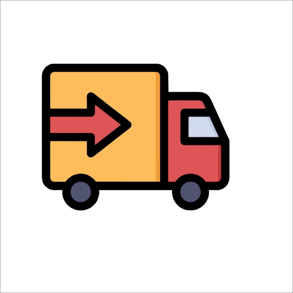 A truck with an arrow pointing to the left vector
