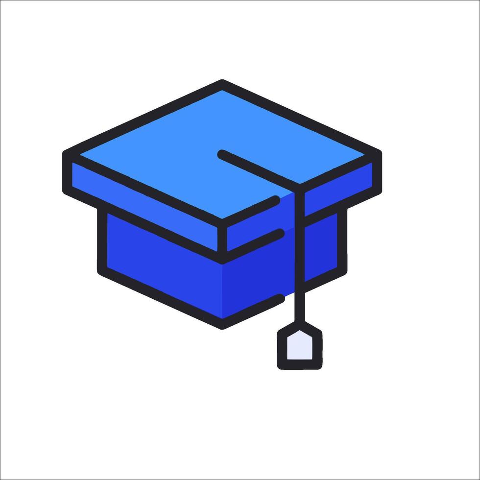 A blue graduation cap with a blue ribbon vector