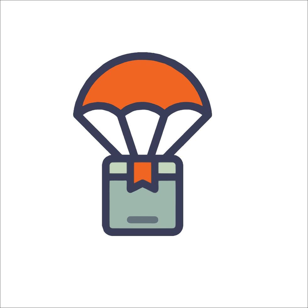 A parachute icon with a box and ribbon vector