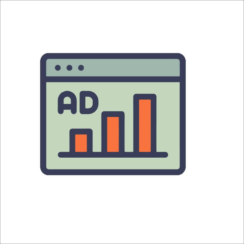 An ad on a computer screen with a bar graph vector