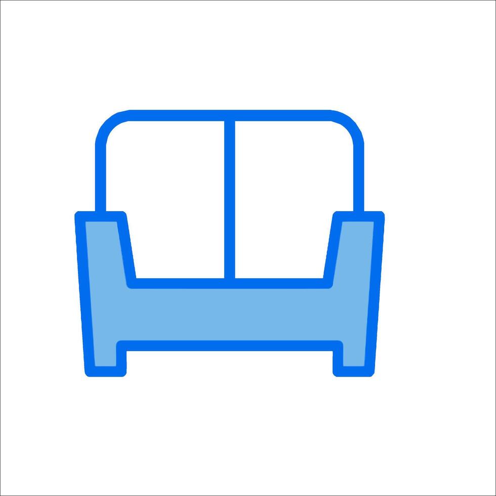 A blue sofa icon on a white background vector