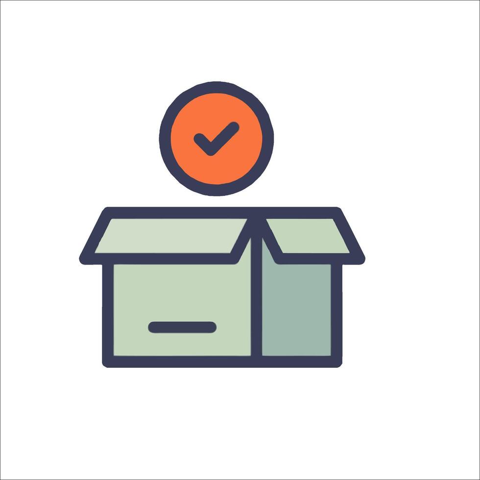 A box with a tick on it and a check mark vector