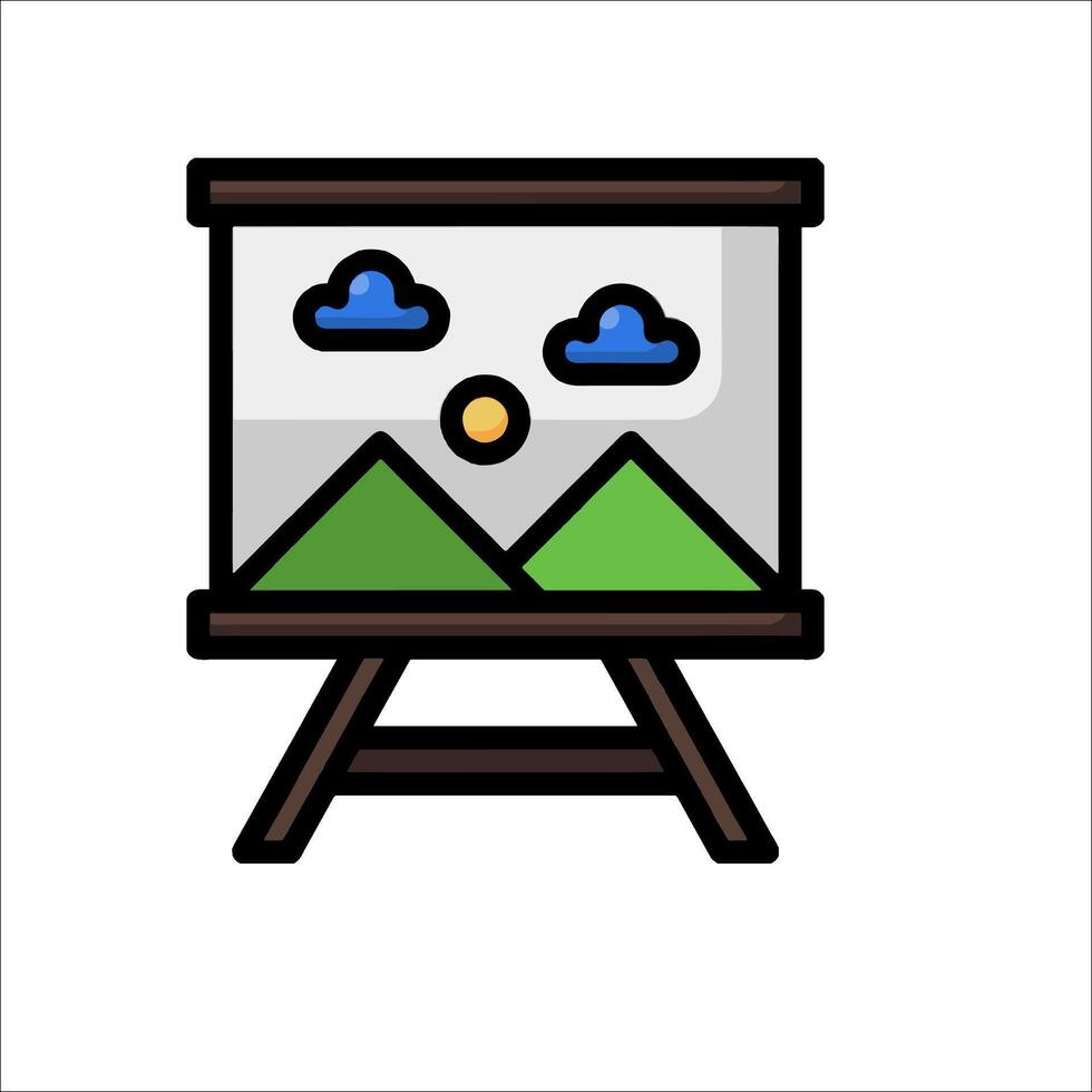 An illustration of a painting on a easel vector