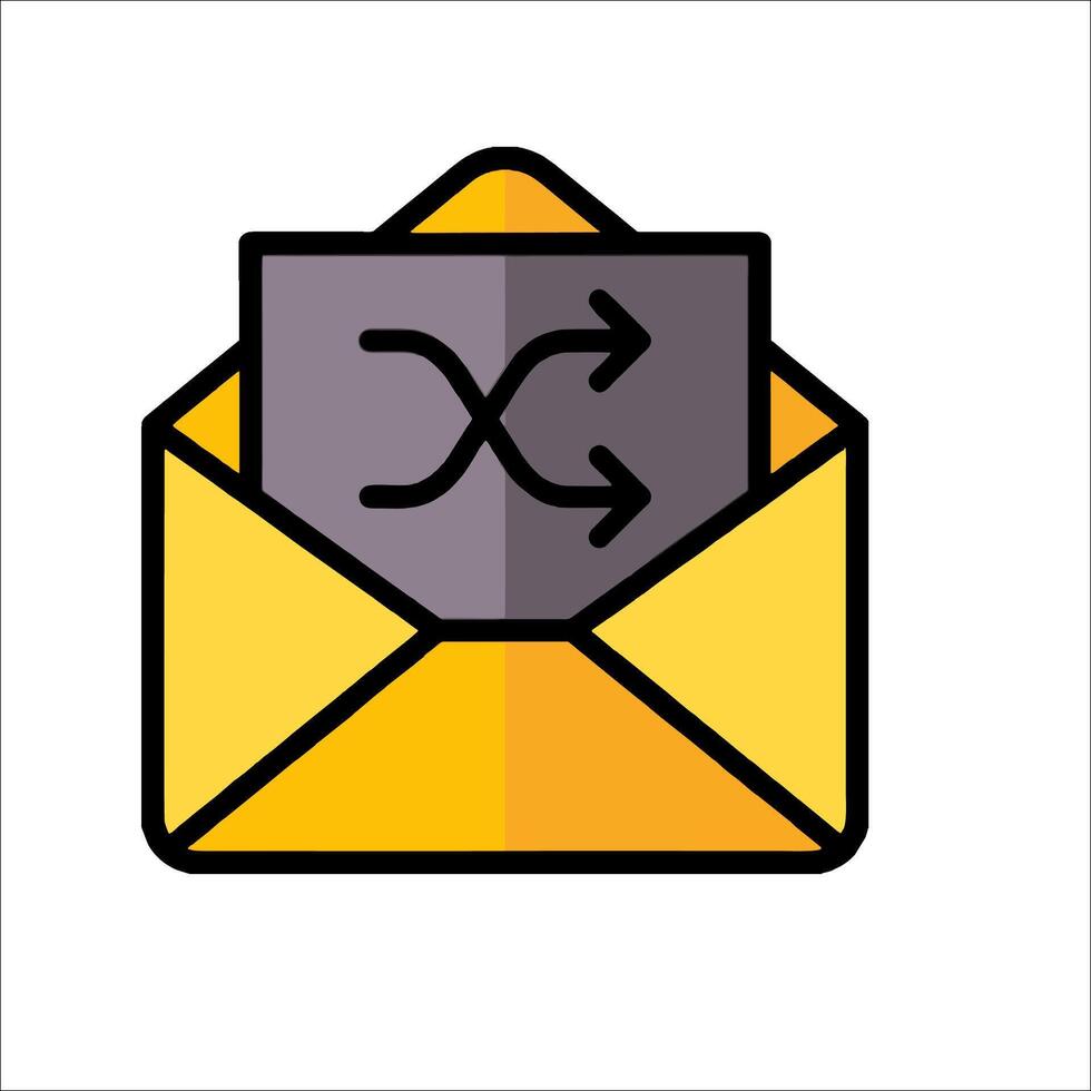Email icon with arrow pointing to the right vector