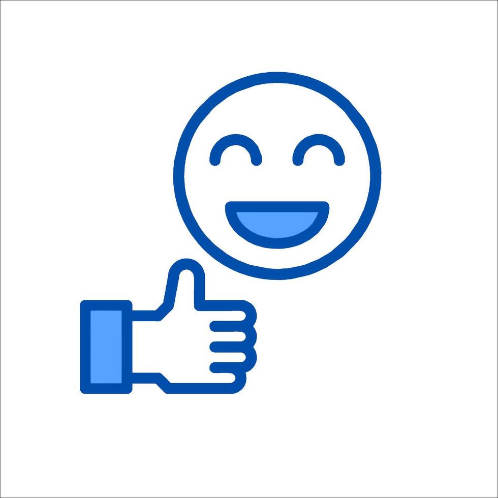 A blue smiley face with a thumbs up vector
