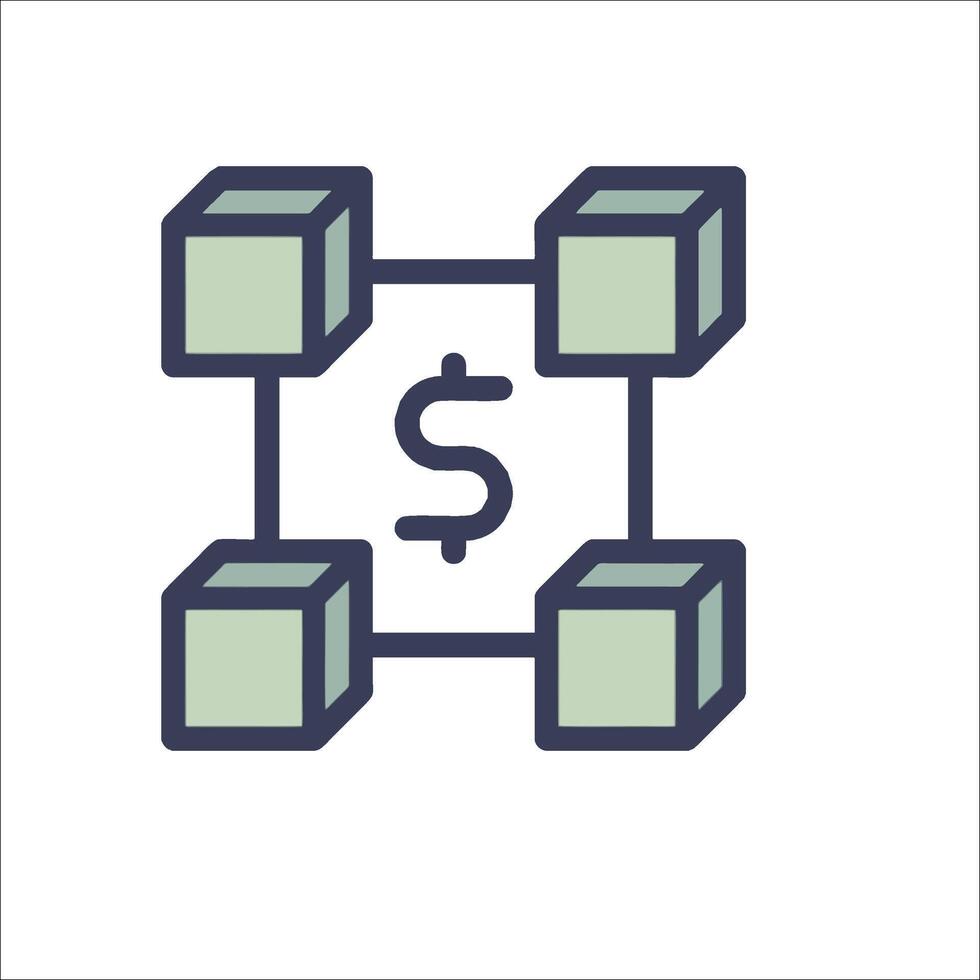 A dollar sign and a cube icon vector
