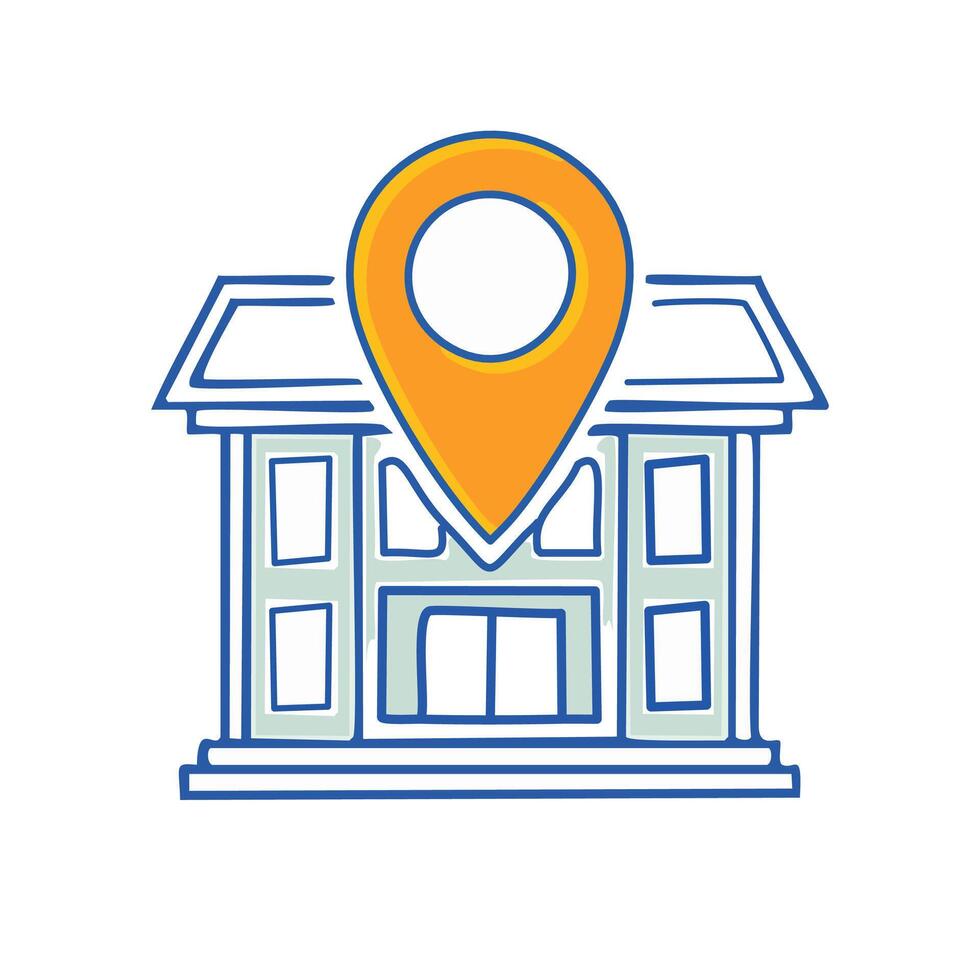 house with gps mark icon illustration design graphic flat single color vector