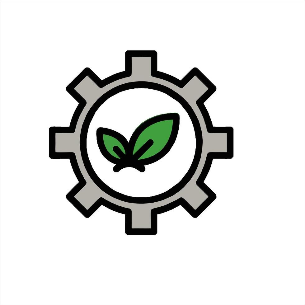 A green leaf in a gear wheel vector