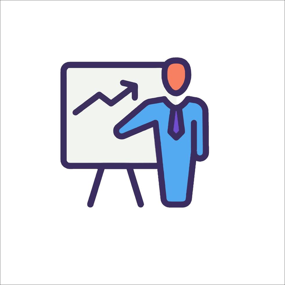 Businessman on a whiteboard with a graph on it vector