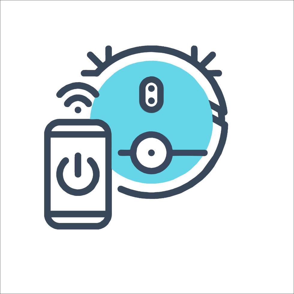 A robot with a phone and a light bulb vector