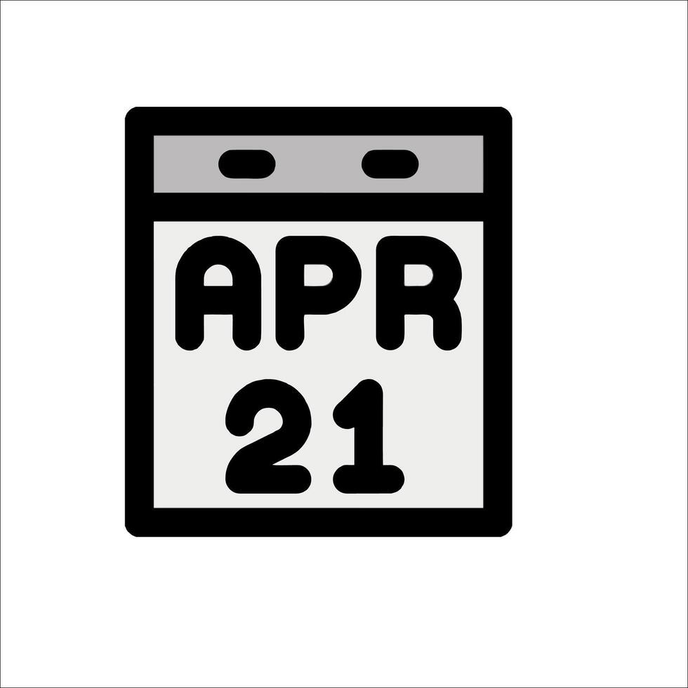 A calendar with the date april 21 on it vector