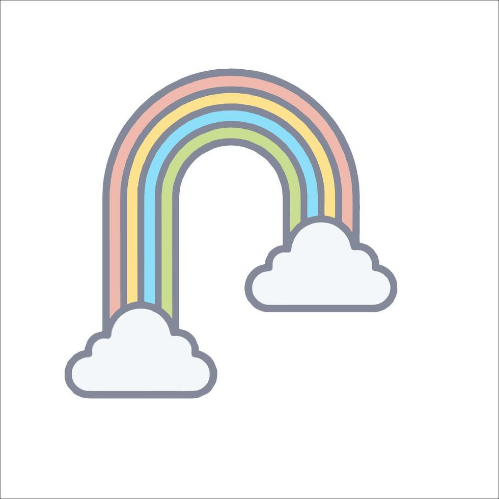 Rainbow icon with clouds and rainbow vector