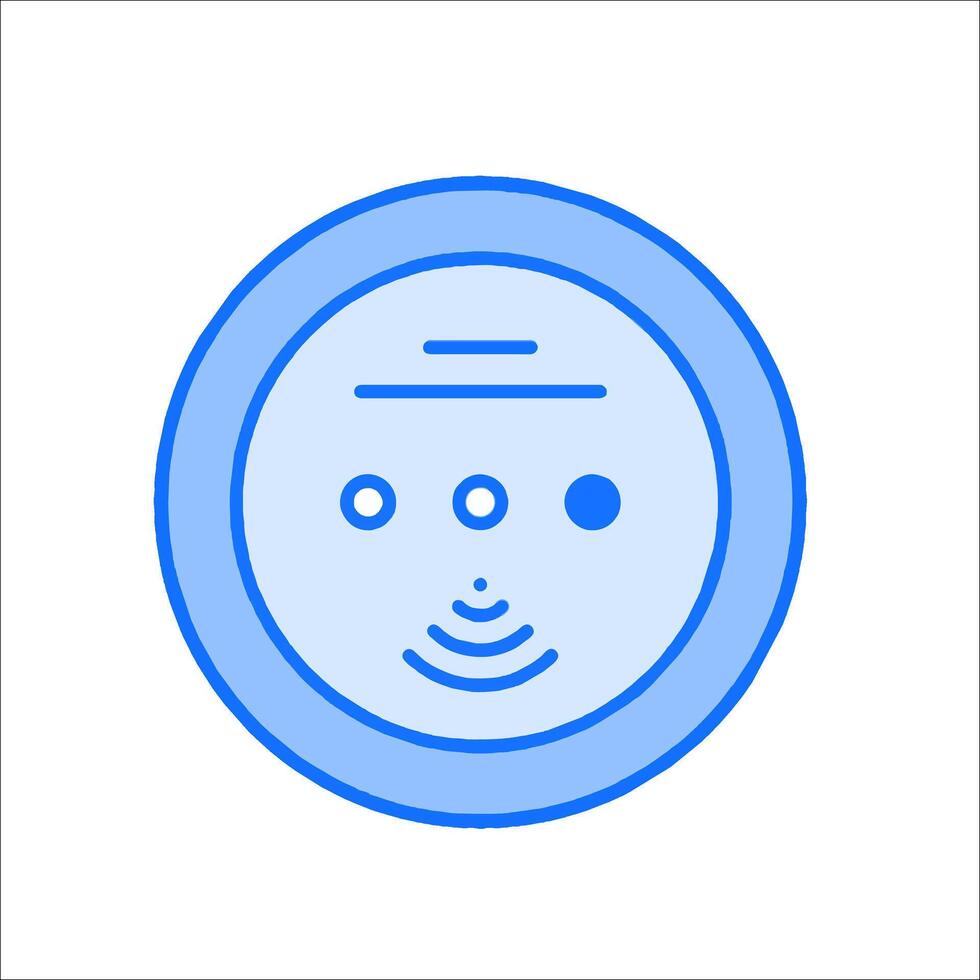 A blue circle with a face on it vector