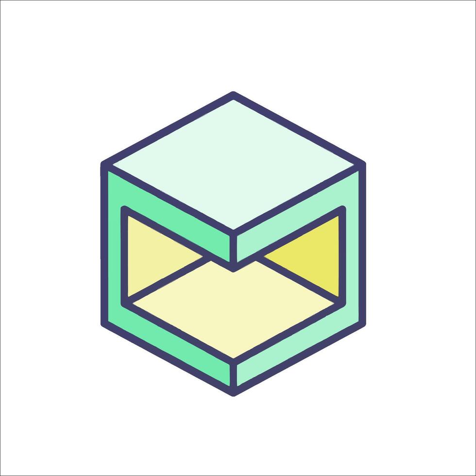 A cube with a yellow and green background vector