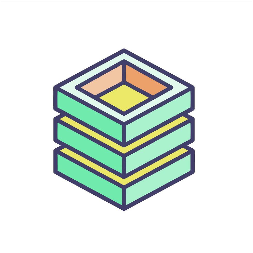 A stack of three cubes on a white background vector