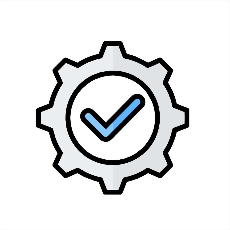A gearwheel with a tick mark on it vector