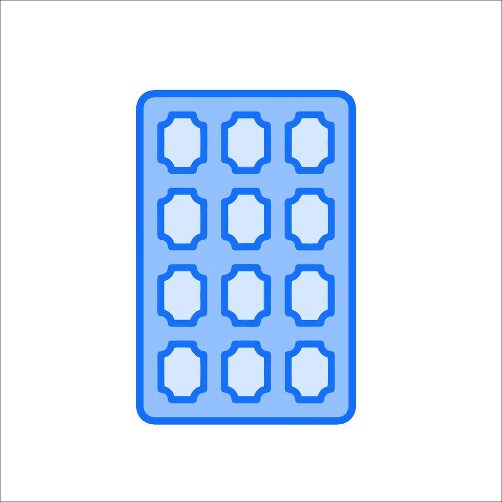 A blue and white square with a blue outline vector