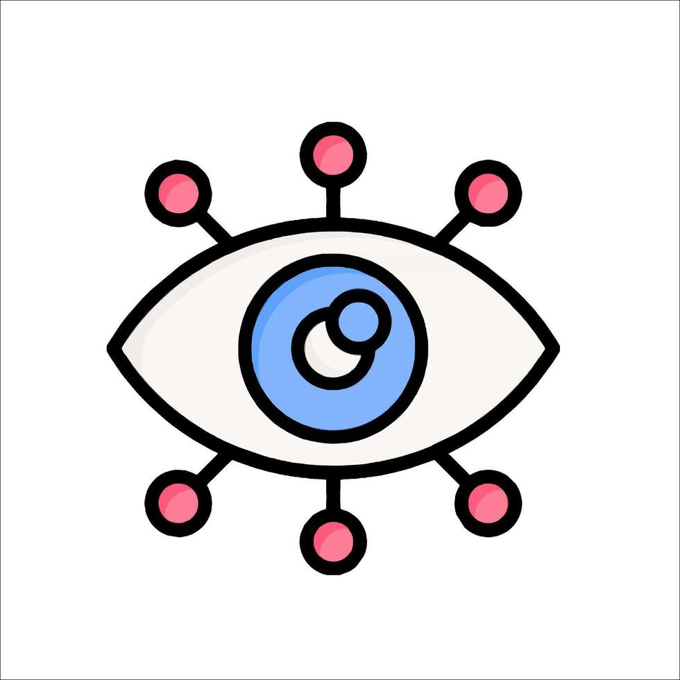 An eye with a circle around it and a red dot vector
