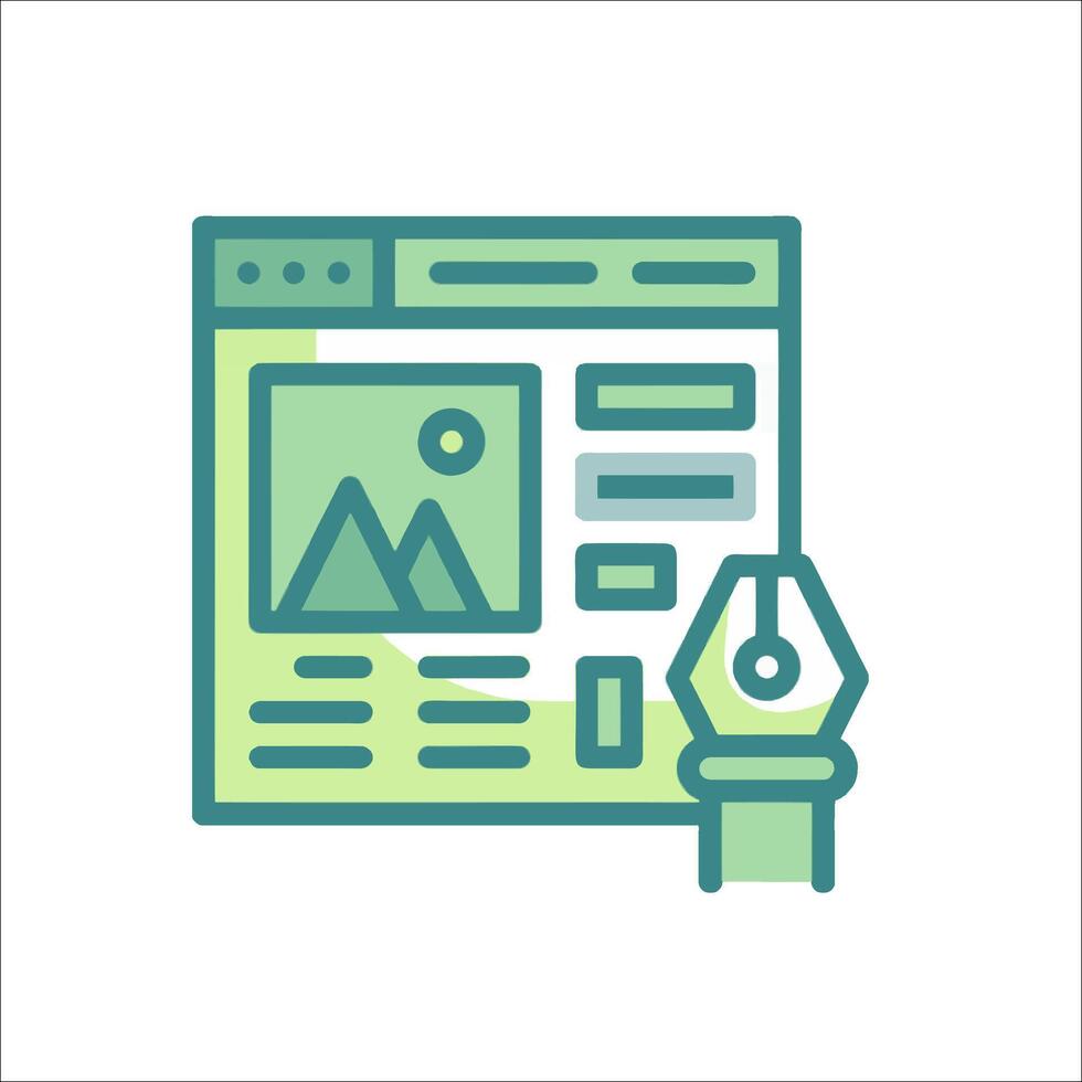 A hand holding a pen and a computer screen vector