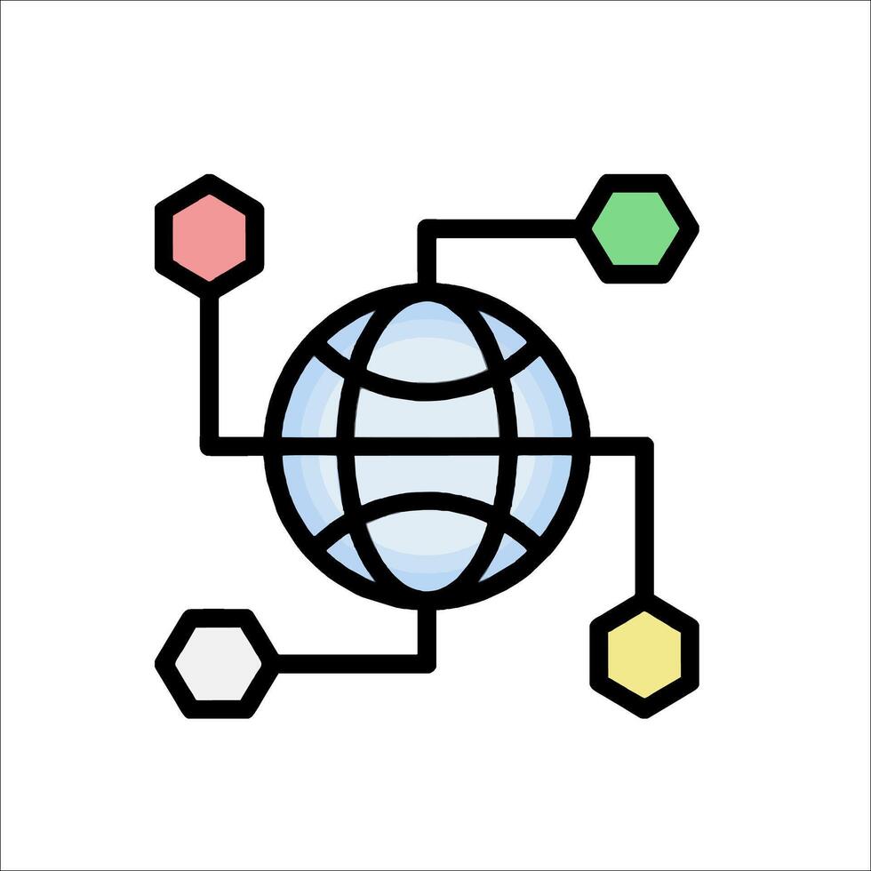 A globe with a network of hexagons around it vector