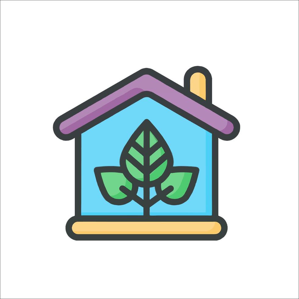 A house with a plant inside it vector