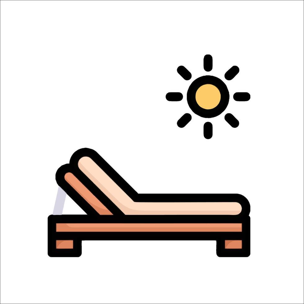 A sun and a lounge chair on a white background vector