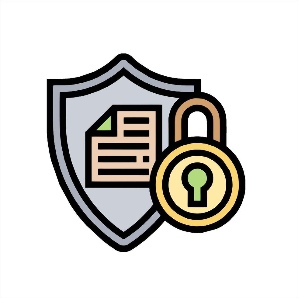 A shield with a padlock and a document vector
