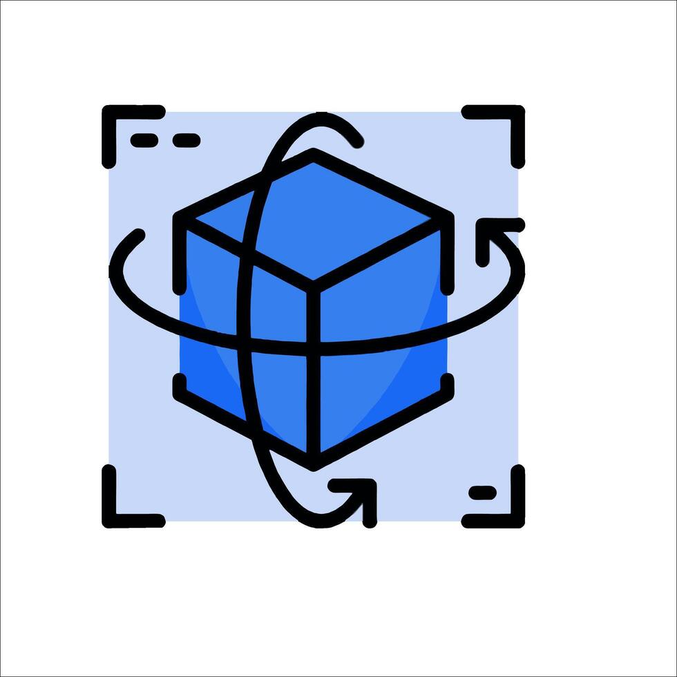 A blue cube with arrows and a circle around it vector