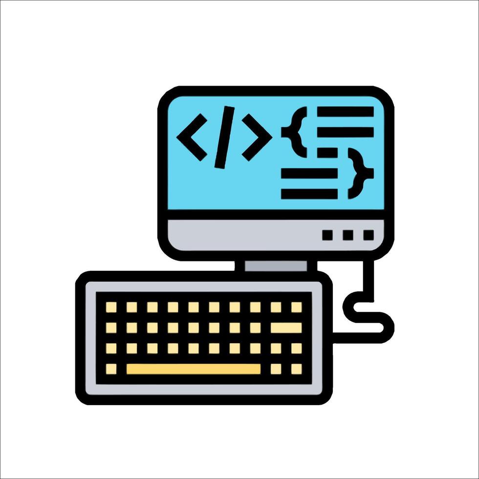 Computer and keyboard icon illustration vector
