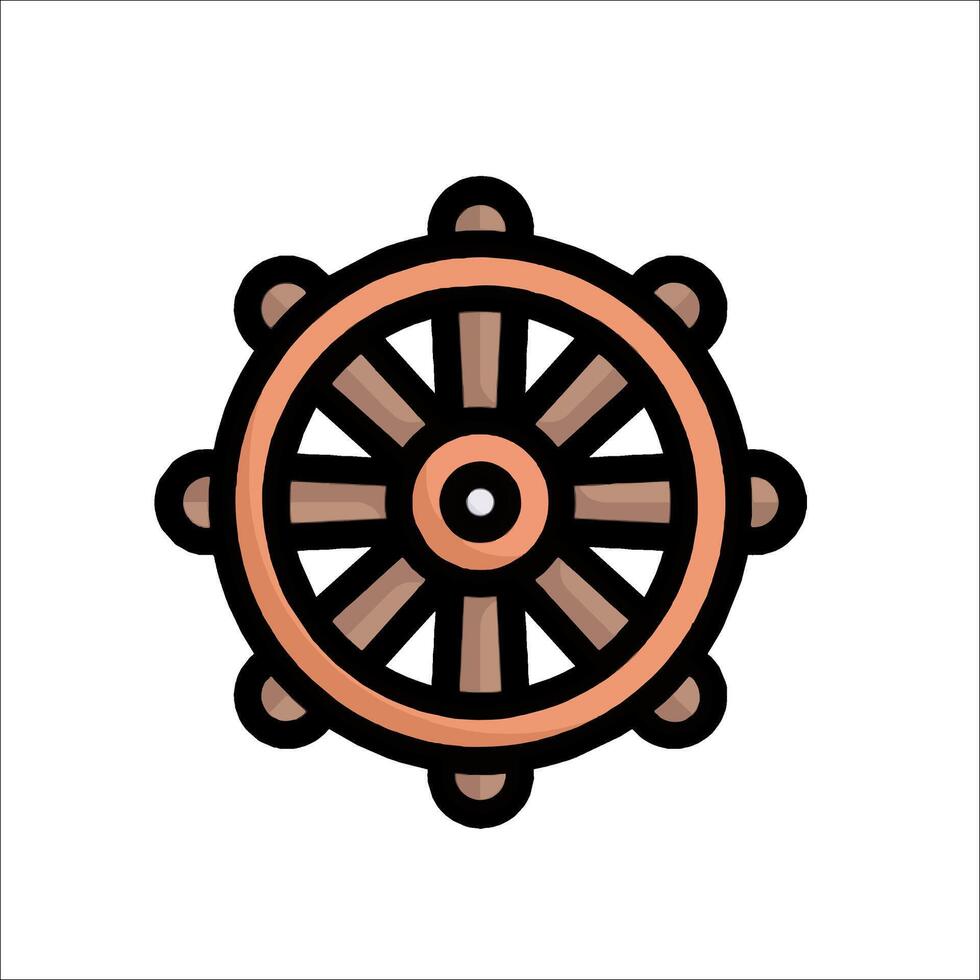 A wheel with a wheel on it in a flat style vector