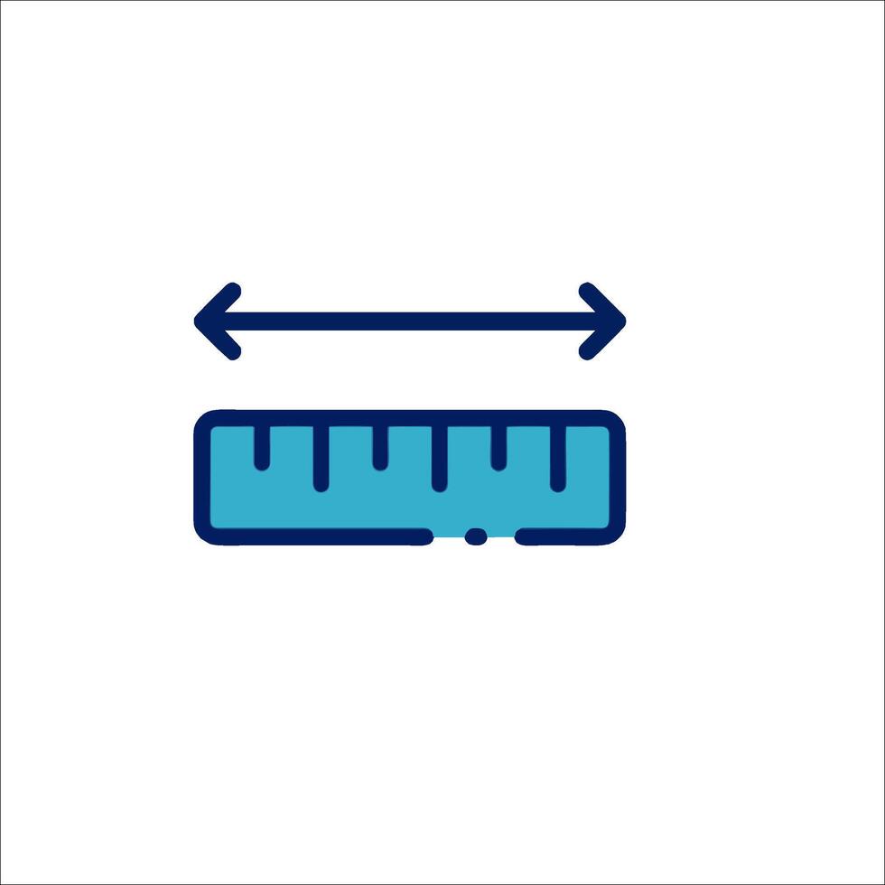 A ruler icon with a blue arrow pointing up vector