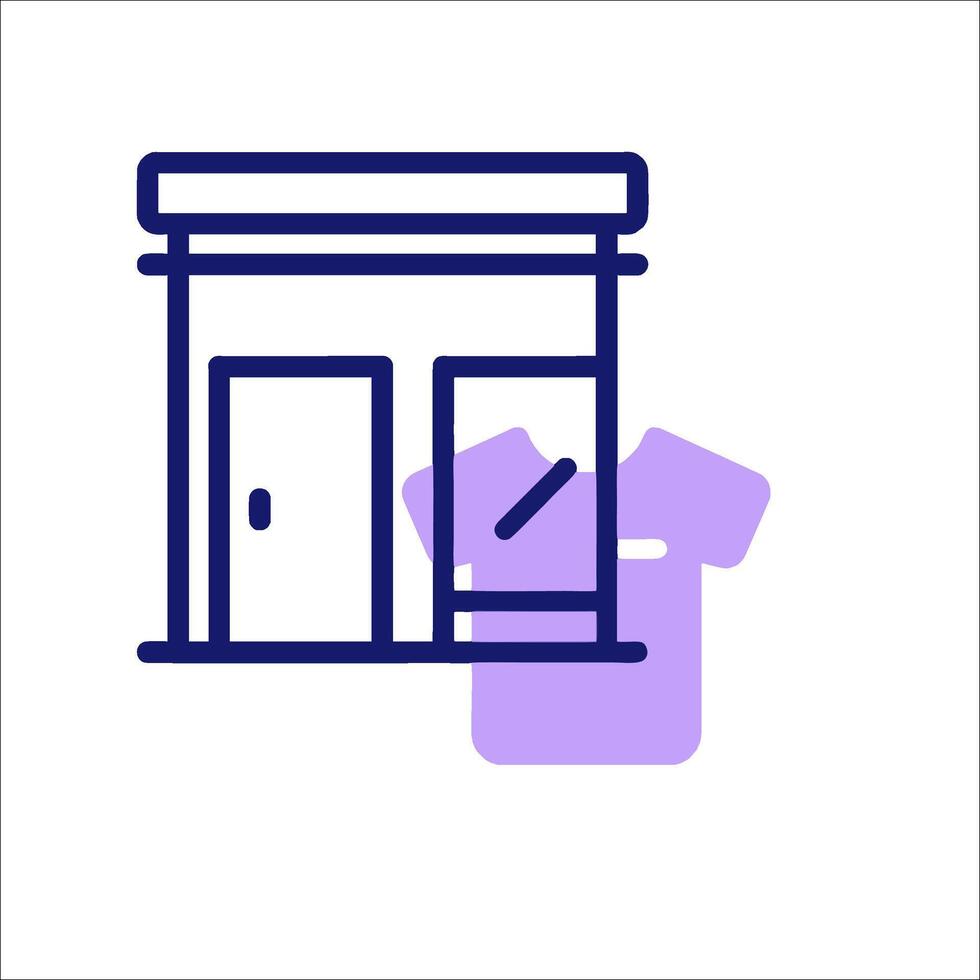 A purple icon of a store with a t - shirt in the window vector