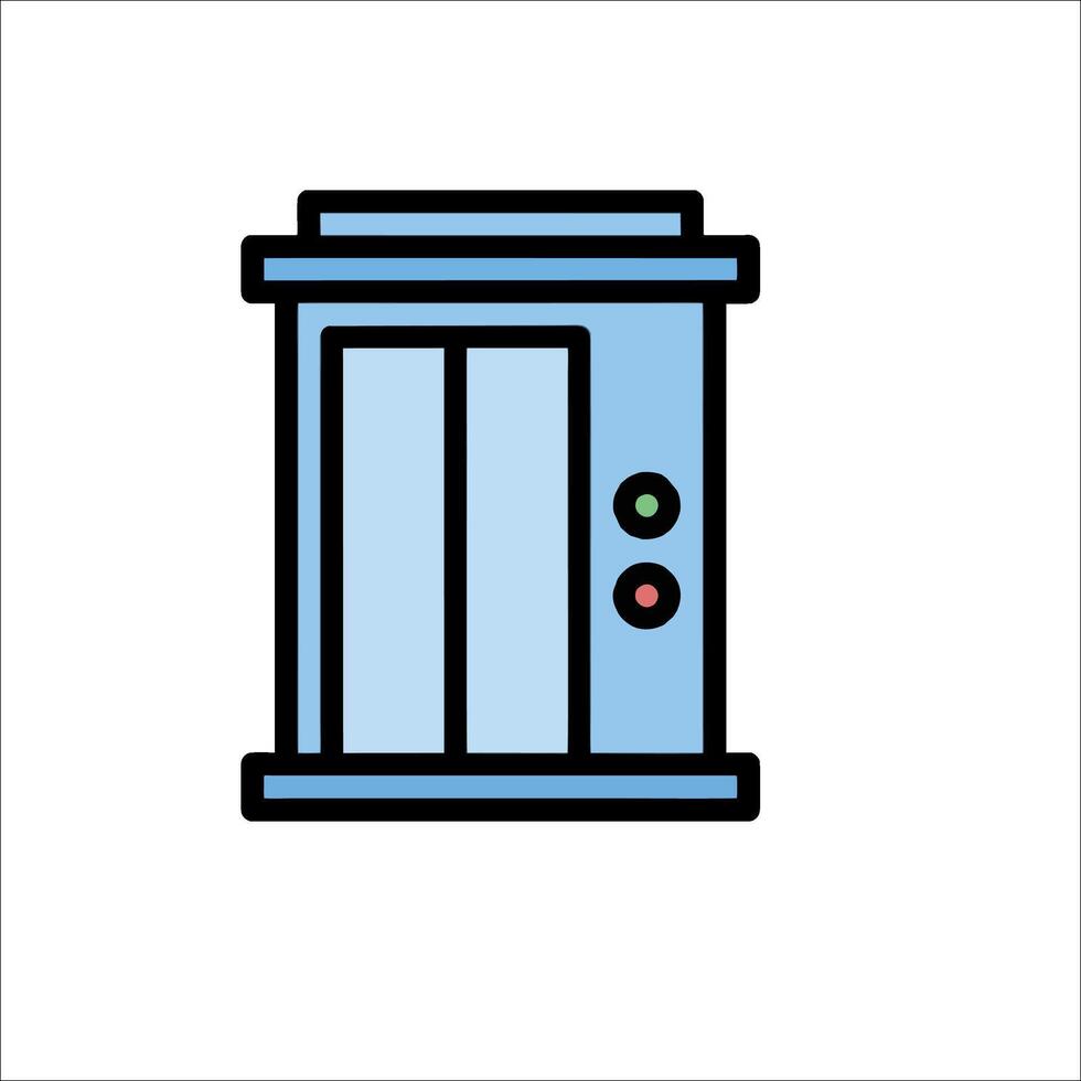 A blue and white icon of a vending machine vector