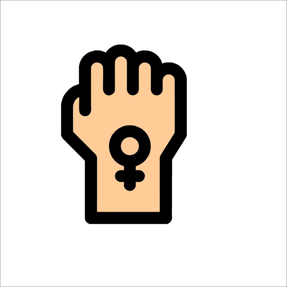 A woman's hand holding a sign with the symbol of a female vector