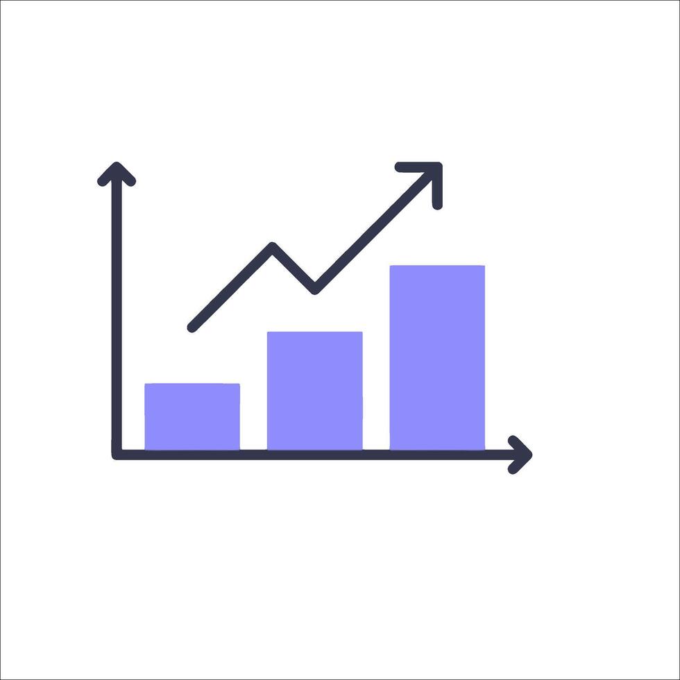 A graph chart with an arrow going up vector