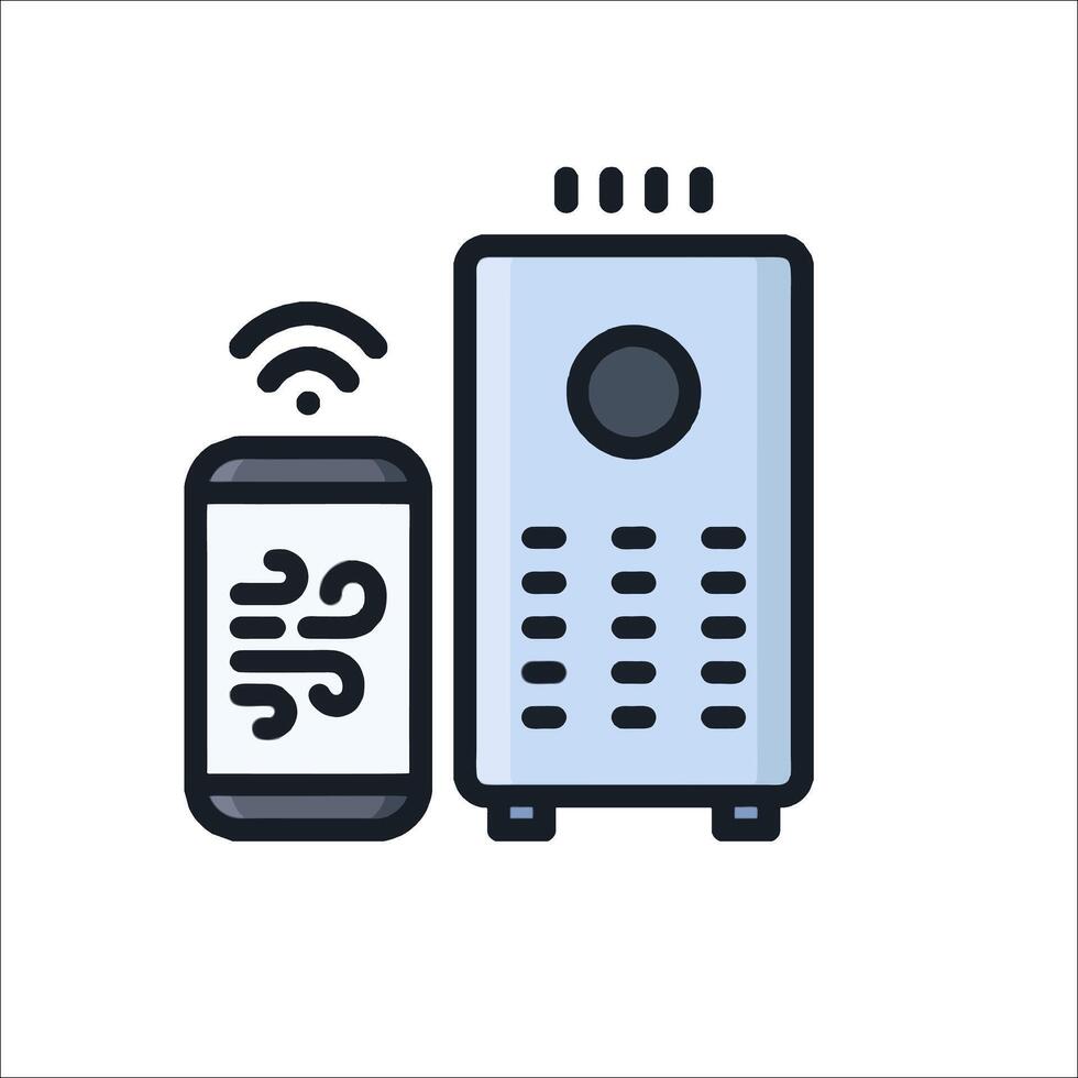 A smartphone and a computer are connected to a router vector