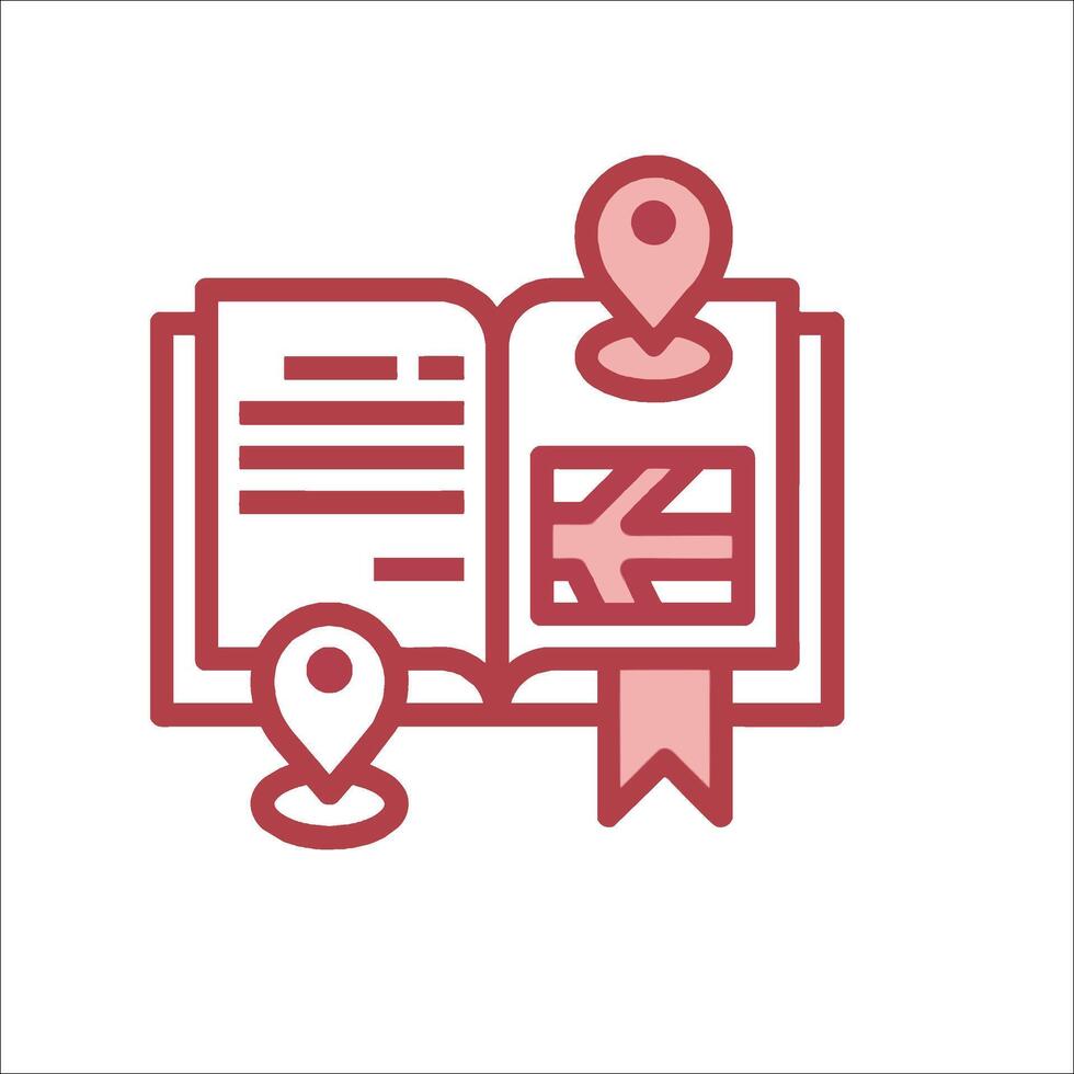A map pin and book icon vector