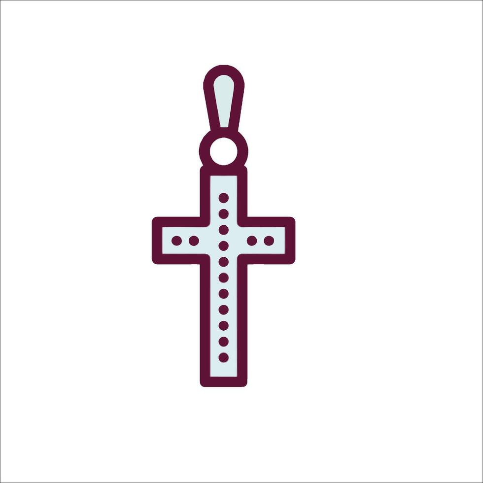 A cross with a silver chain on it vector