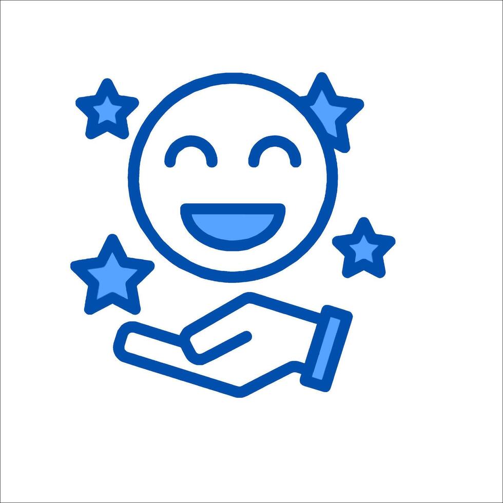 A hand holding a smiley face with stars vector