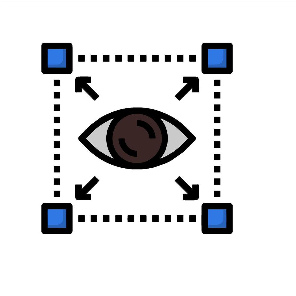 A square with an eye in the middle and arrows pointing to it vector