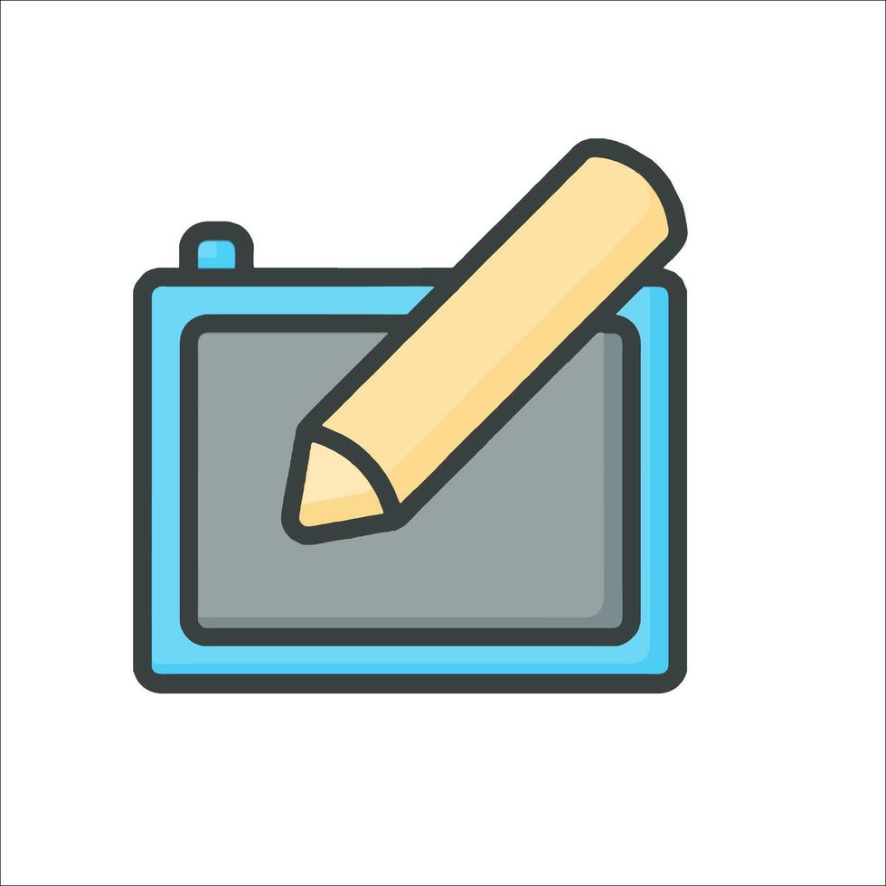 A pencil and a tablet icon on a white background vector